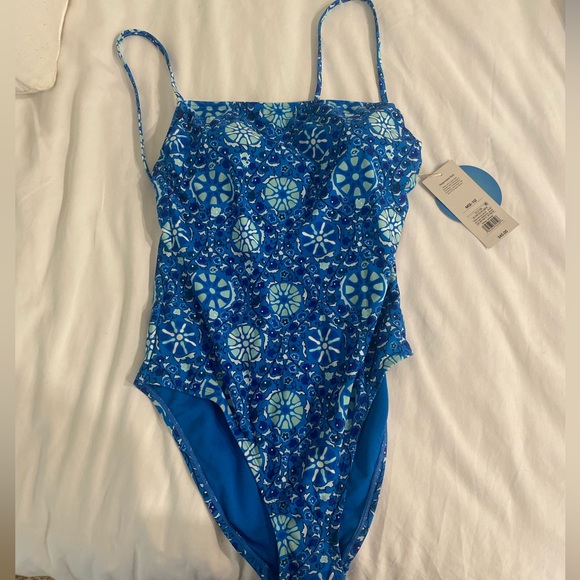 Women’s Zinnia Floral Print Medium Swimsuit - RHODE x Target Blue/Light Blue M - Picture 2 of 3